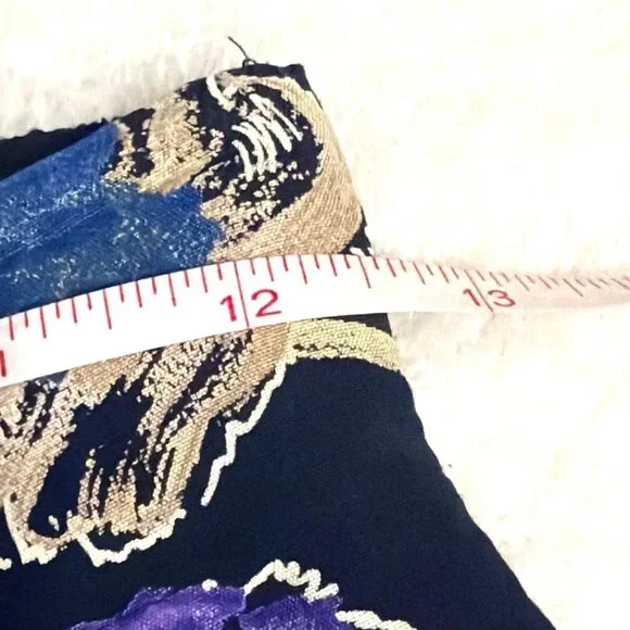 Vtg Maggie Lawrence Floral Maxi Skirt Elastic Waist Navy Purple USA Made - Picture 5 of 7